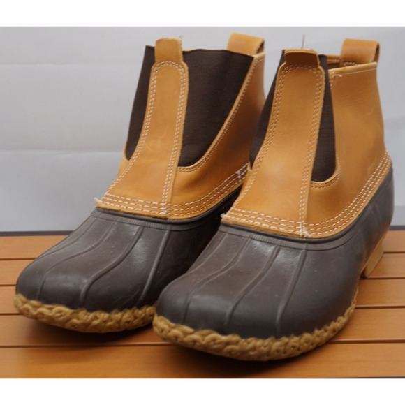 LL Bean Pull On Chelsea Duck Boots Men’s Size 12 Waterproof Brown Leather main image 10